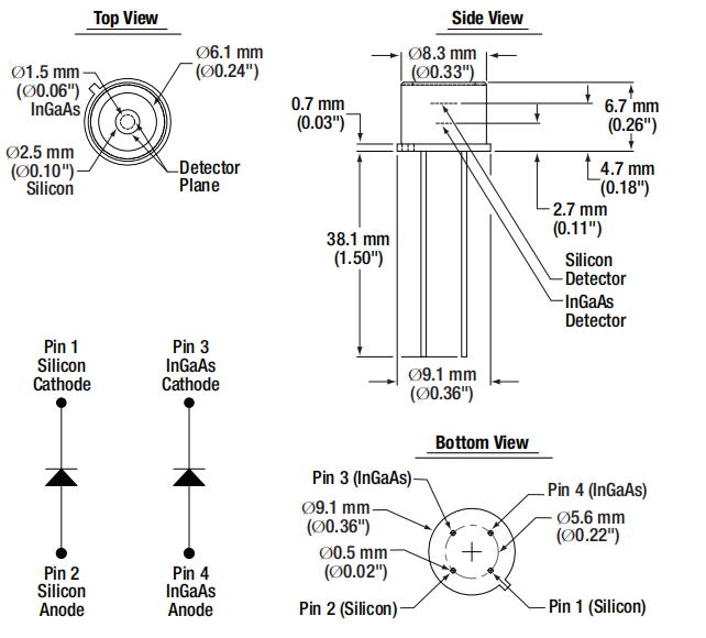400~1800nm光电探测器结构图 400~1800nm光电探测器结构图