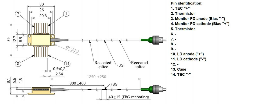 1240nmFBG激光器机械尺寸
